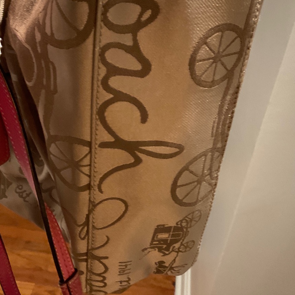 Coach Carriage Tan Tote with Pink Accents - Picture 5 of 10